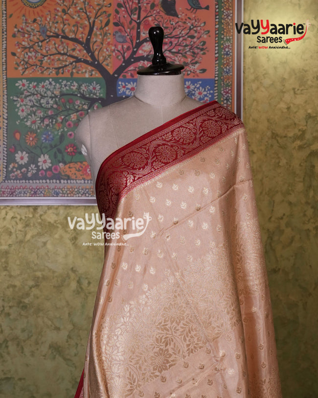 Biscuit Mushroom Saree | Fancy Ethnic Wear Saree | Vayyaarie Sarees Main Image