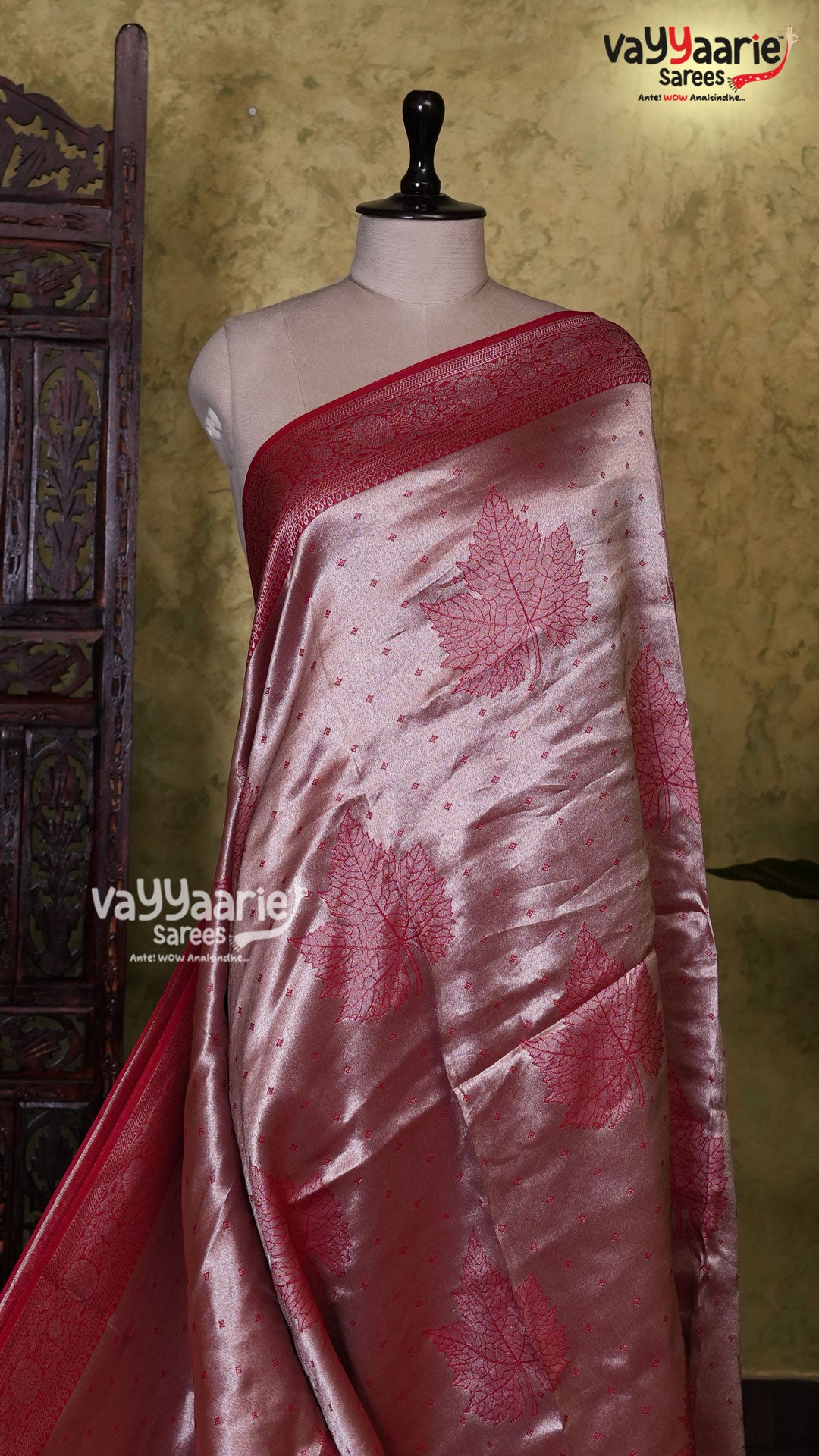 Maroon Tusser Saree | Fancy Ethnic Wear Saree | Vayyaarie Sarees