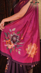 Rani Pink Semi Linen Saree | Fancy Ethnic Wear Saree | Vayyaarie Sarees