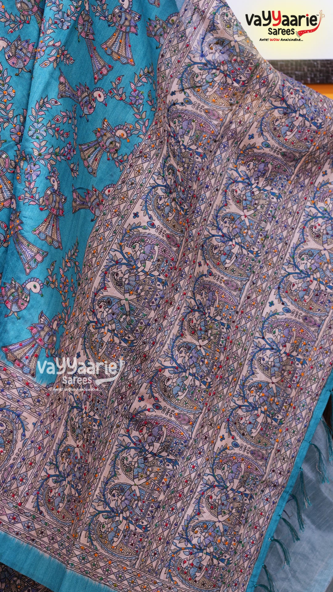 Blue Tusser Saree | Fancy Ethnic Wear Saree | Vayyaarie Sarees
