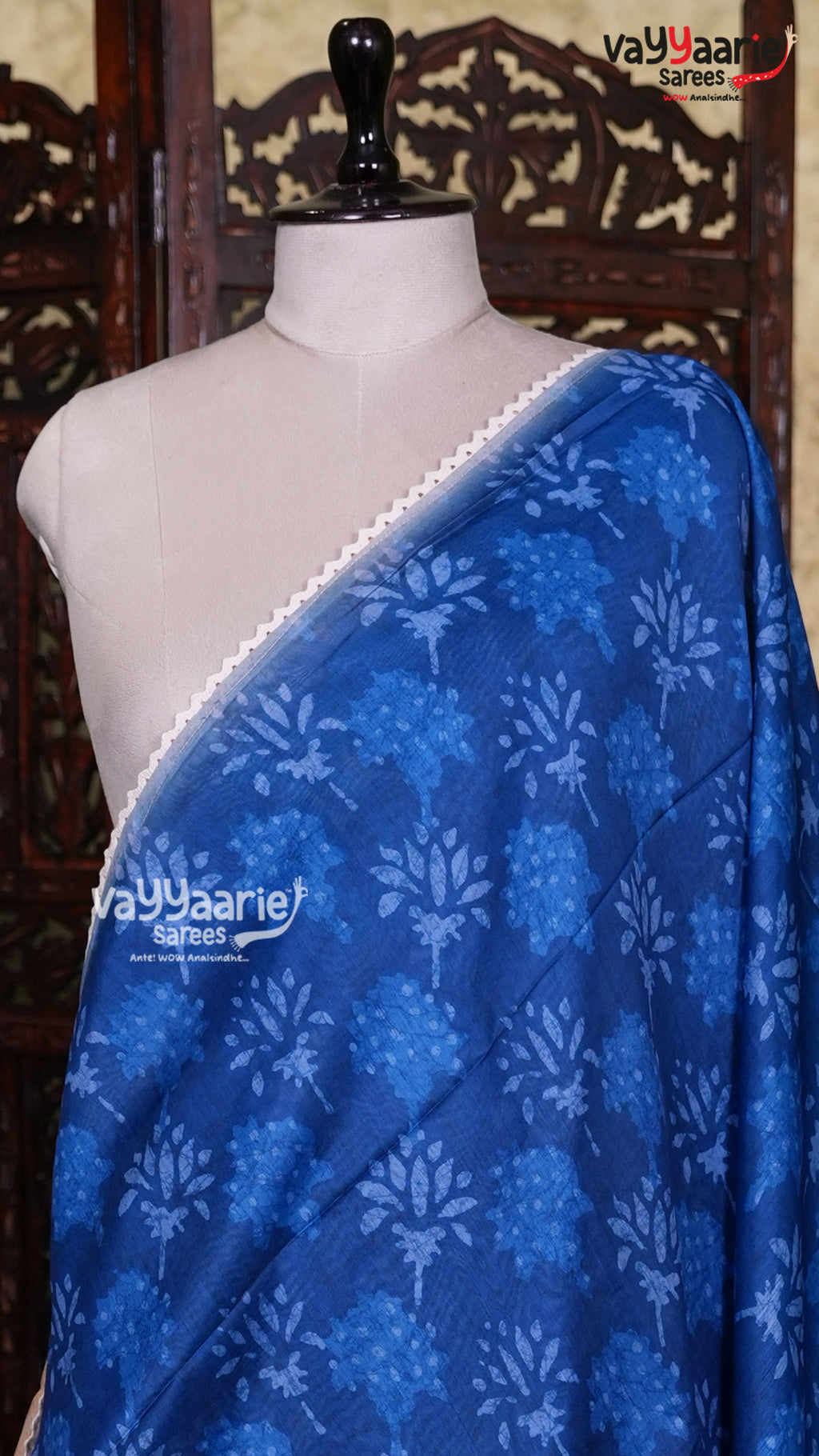 Blue Semi Linen Saree | Fancy Ethnic Wear Saree | Vayyaarie Sarees