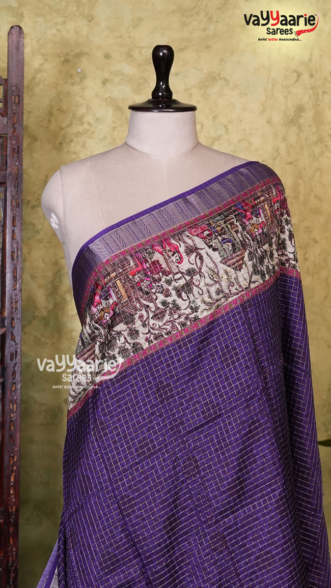 Violet Georgette Saree | Fancy Ethnic Wear Saree | Vayyaarie Sarees Main Image