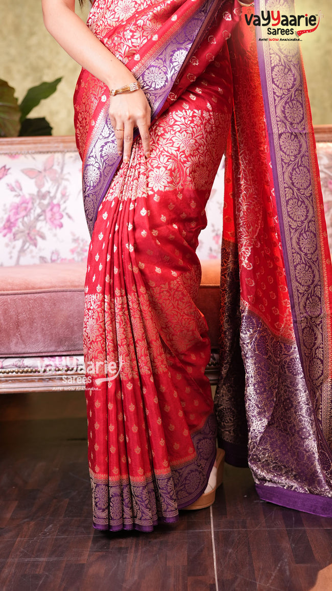 Maroon Mushroom Saree | Fancy Ethnic Wear Saree | Vayyaarie Sarees Main Image