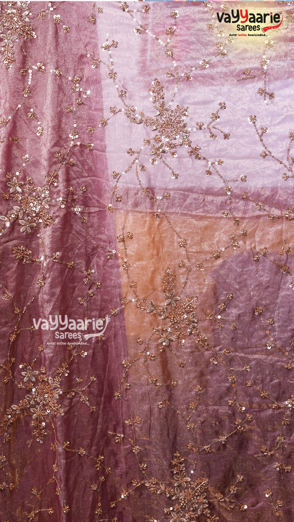 Onion Pink Chiffon Saree | Fancy Ethnic Wear Saree | Vayyaarie Sarees