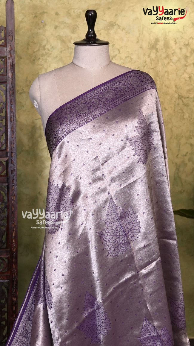 Violet Tusser Saree | Fancy Ethnic Wear Saree | Vayyaarie Sarees Main Image