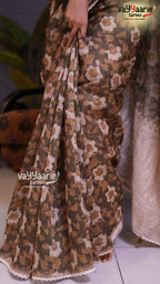 Mehendi Green Semi Linen Saree | Fancy Ethnic Wear Saree | Vayyaarie Sarees