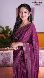 Wine Crepe Saree | Fancy Ethnic Wear Saree | Vayyaarie Sarees