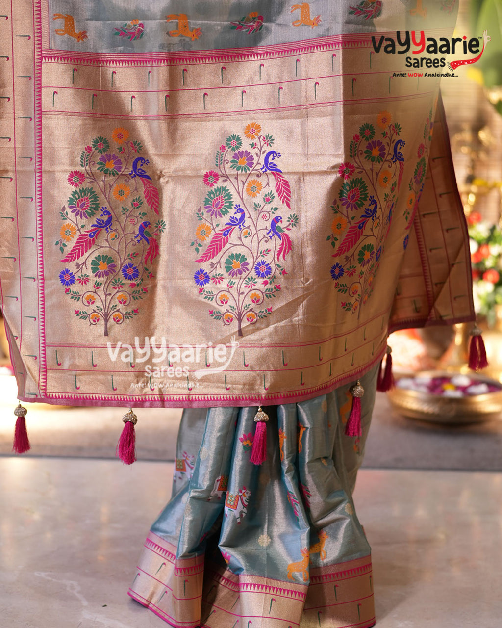 Grey Tissu Saree | Fancy Ethnic Wear Saree | Vayyaarie Sarees