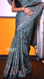 Rama Green Tusser Saree | Fancy Ethnic Wear Saree | Vayyaarie Sarees
