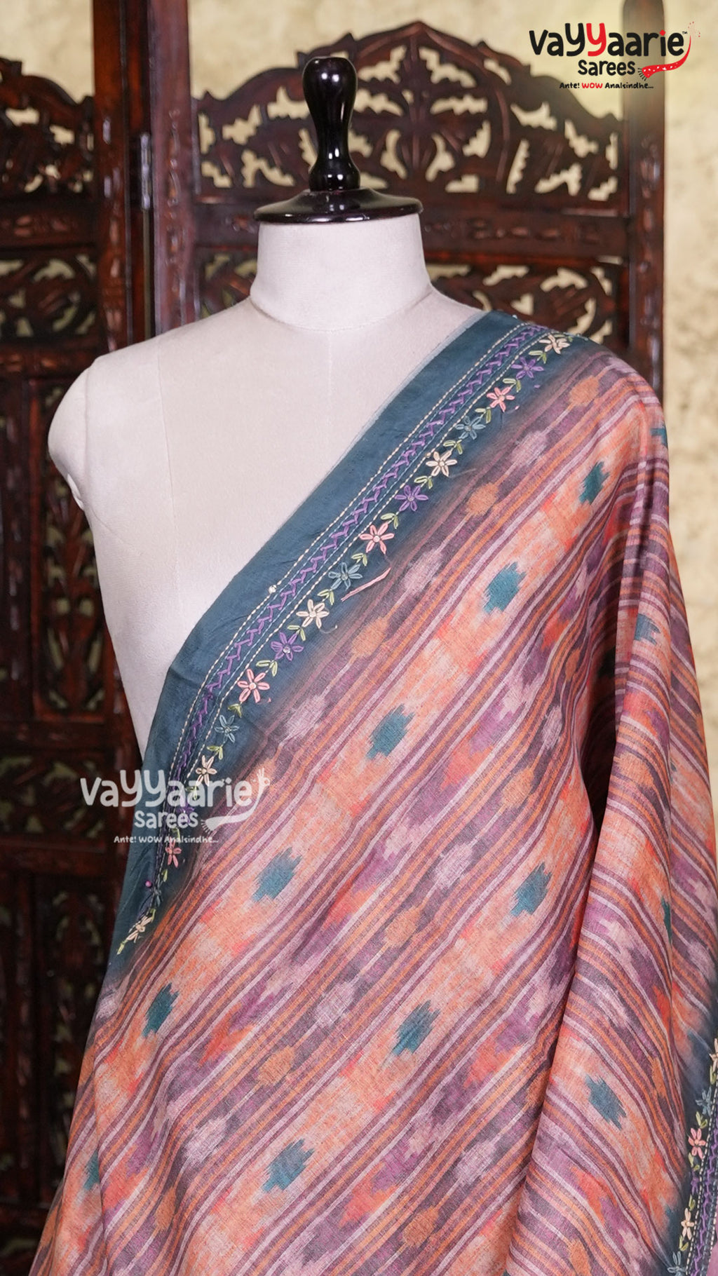 Biscuit Linen Saree | Fancy Ethnic Wear Saree | Vayyaarie Sarees