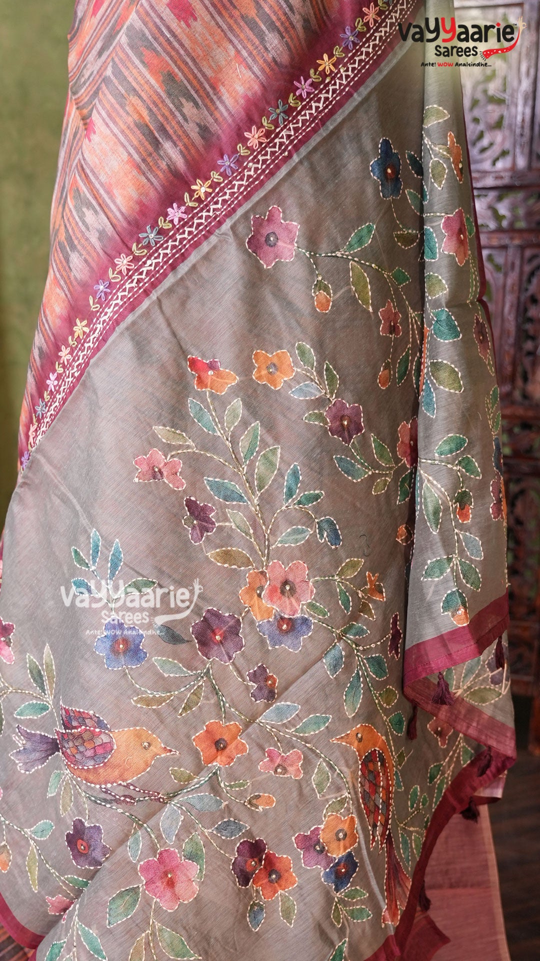 Biscuit Linen Saree | Fancy Ethnic Wear Saree | Vayyaarie Sarees