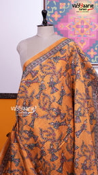 Yellow Tusser Saree | Fancy Ethnic Wear Saree | Vayyaarie Sarees