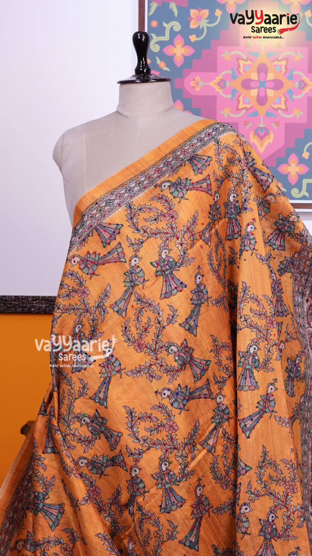 Yellow Tusser Saree | Fancy Ethnic Wear Saree | Vayyaarie Sarees