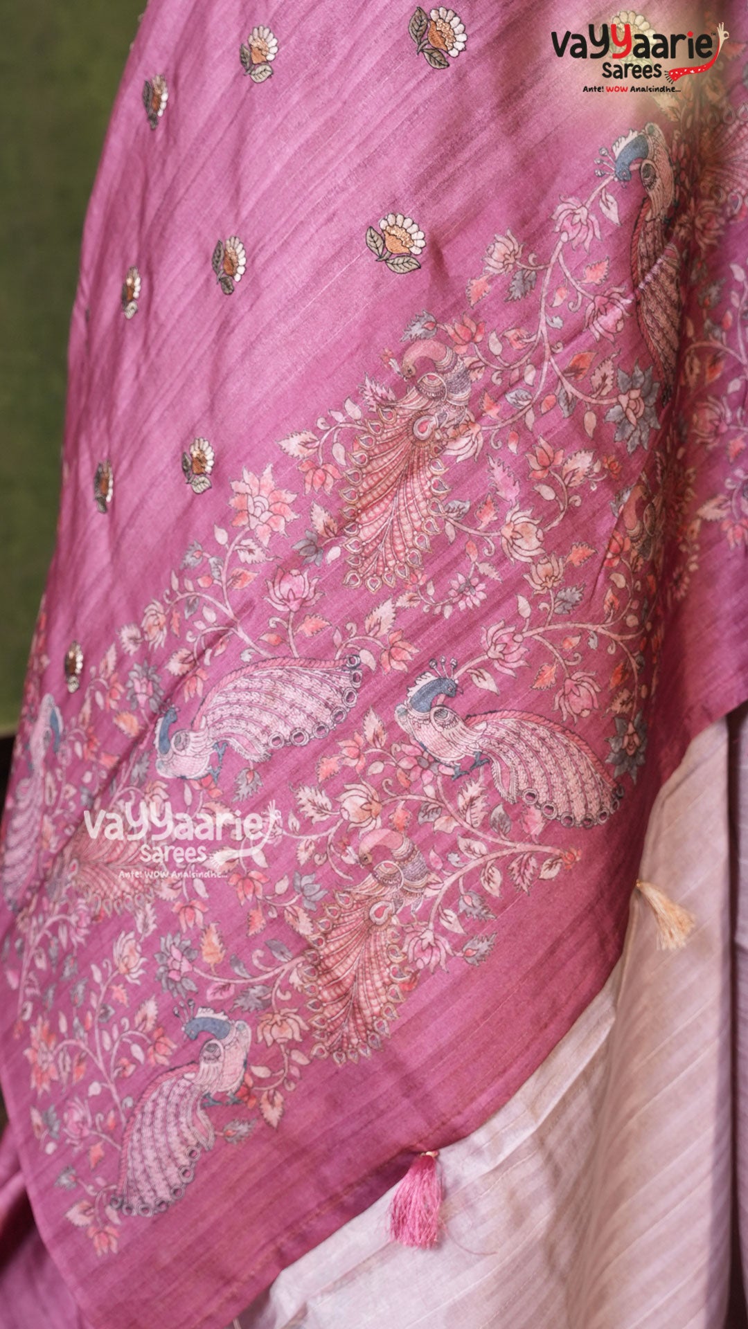 Onion Pink Tusser Saree | Fancy Ethnic Wear Saree | Vayyaarie Sarees