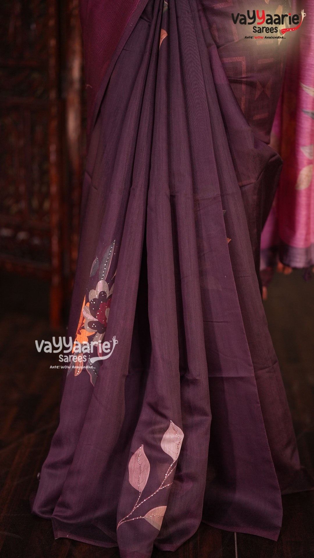 Rani Pink Semi Linen Saree | Fancy Ethnic Wear Saree | Vayyaarie Sarees