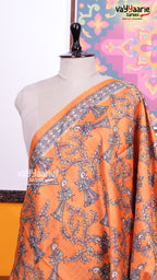 Orange Tusser Saree | Fancy Ethnic Wear Saree | Vayyaarie Sarees