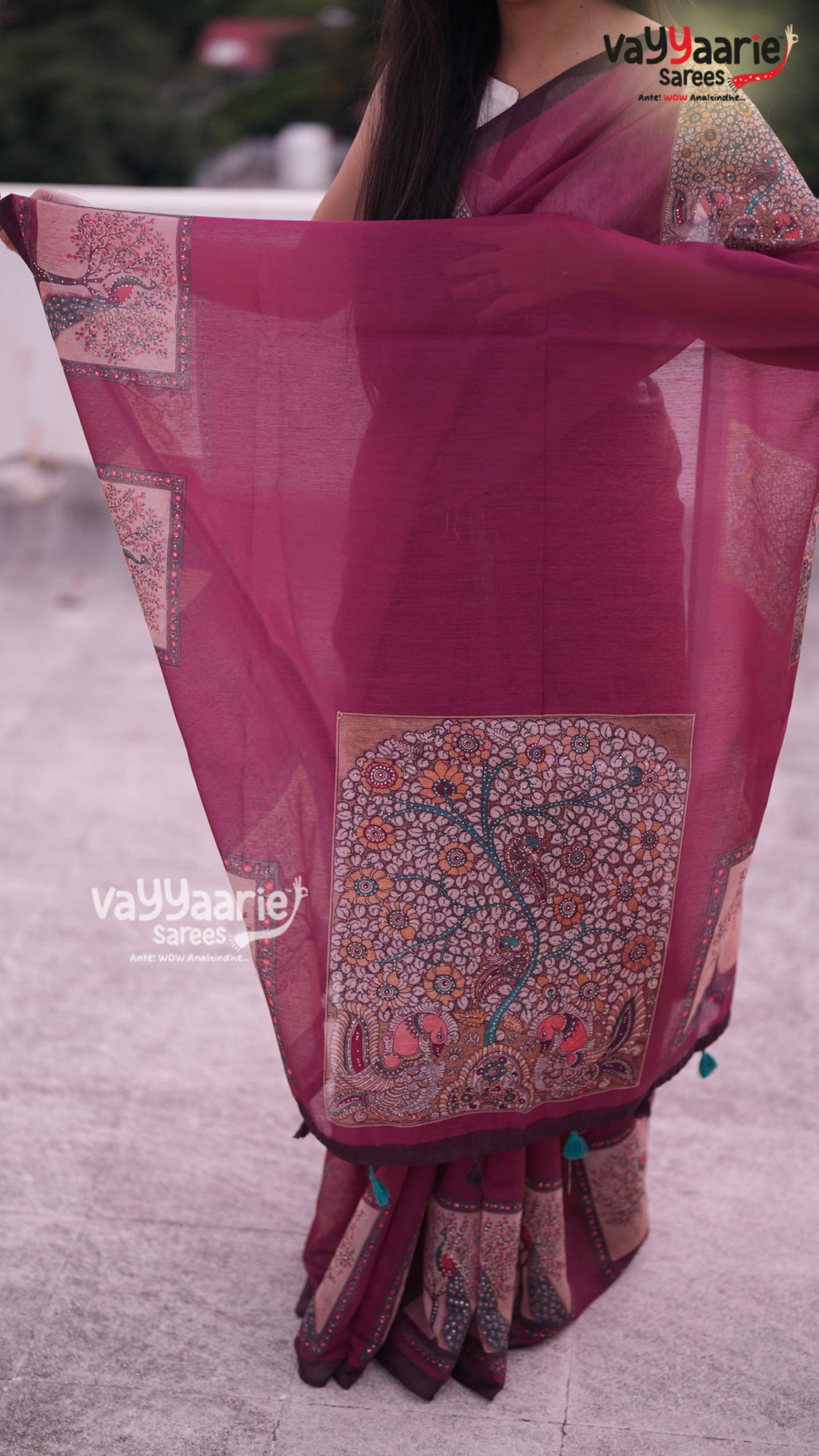 Brown Semi Linen Saree | Fancy Ethnic Wear Saree | Vayyaarie Sarees