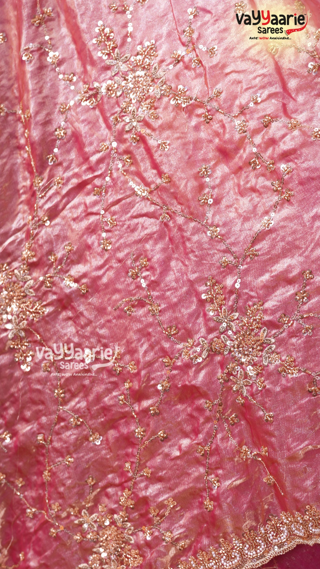 Onion Pink Chiffon Saree | Fancy Ethnic Wear Saree | Vayyaarie Sarees