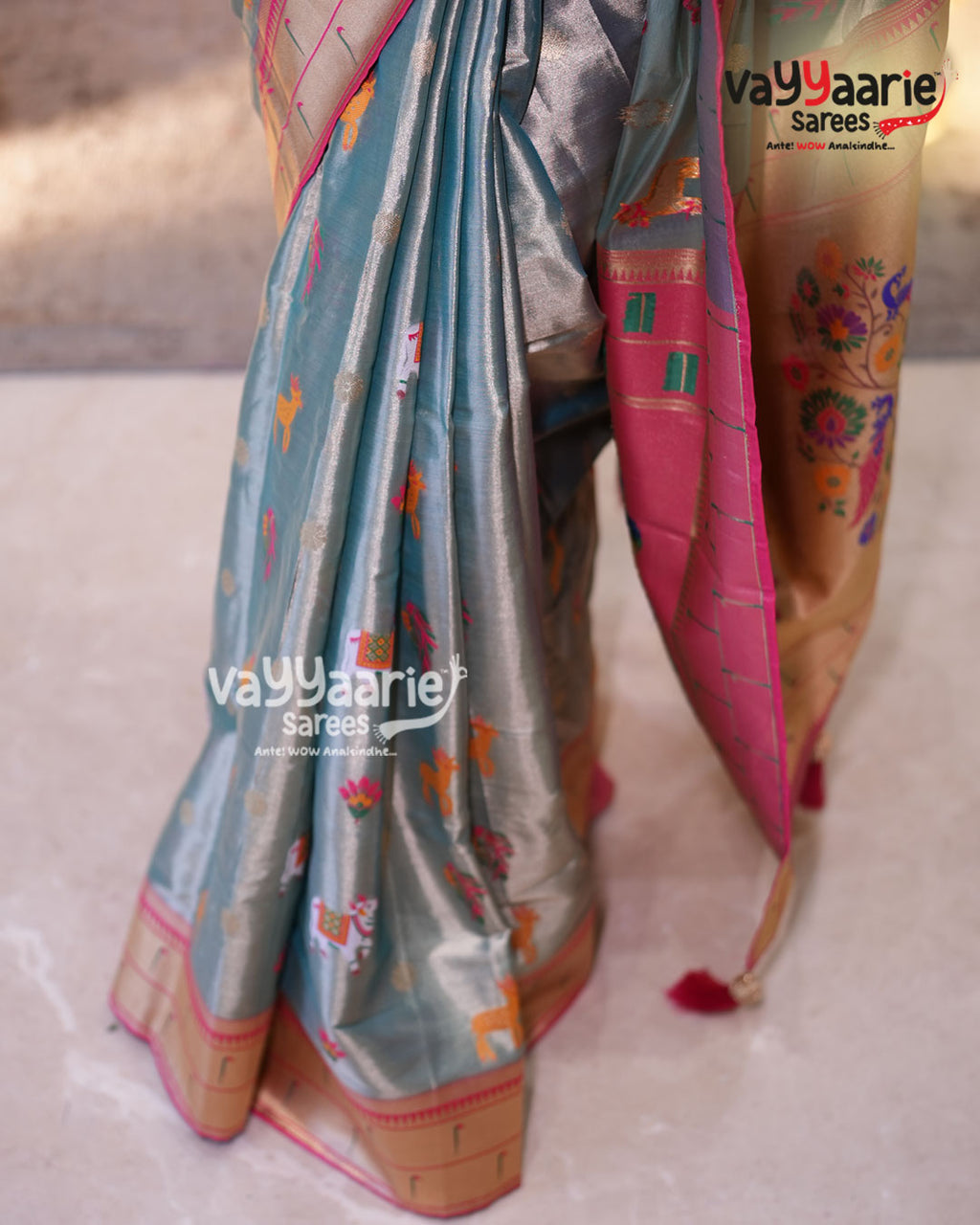 Grey Tissu Saree | Fancy Ethnic Wear Saree | Vayyaarie Sarees