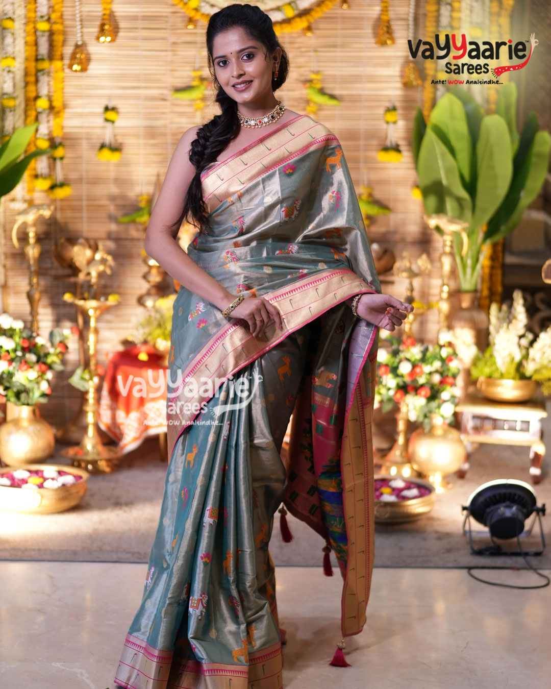 Grey Tissu Saree | Fancy Ethnic Wear Saree | Vayyaarie Sarees