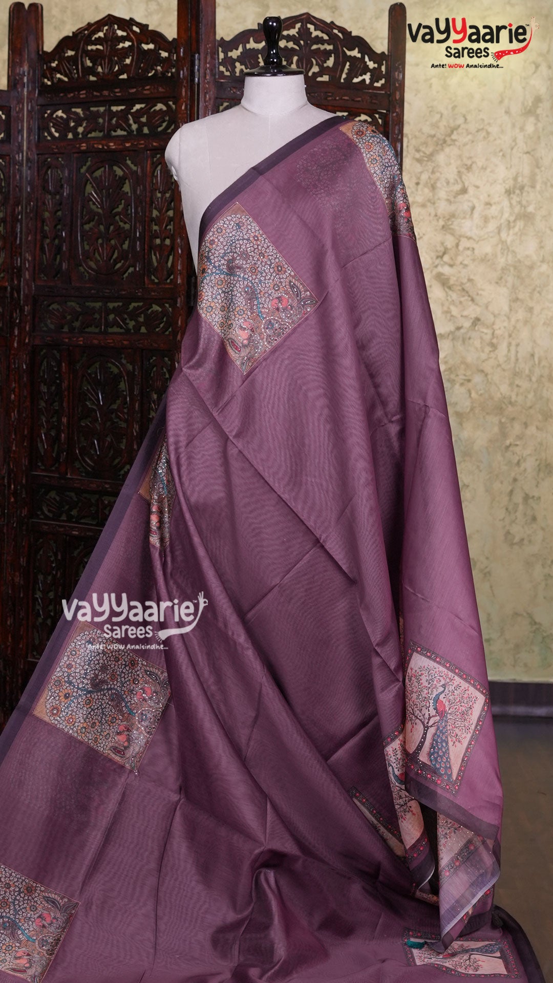 Violet Semi Linen Saree | Fancy Ethnic Wear Saree | Vayyaarie Sarees