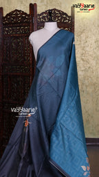 Peacock Blue Semi Linen Saree | Fancy Ethnic Wear Saree | Vayyaarie Sarees