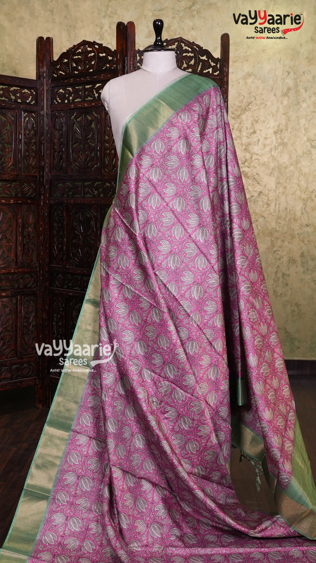 Pink Crape Saree | Fancy Ethnic Wear Saree | Vayyaarie Sarees