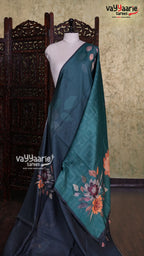 Rama Green Semi Linen Saree | Fancy Ethnic Wear Saree | Vayyaarie Sarees
