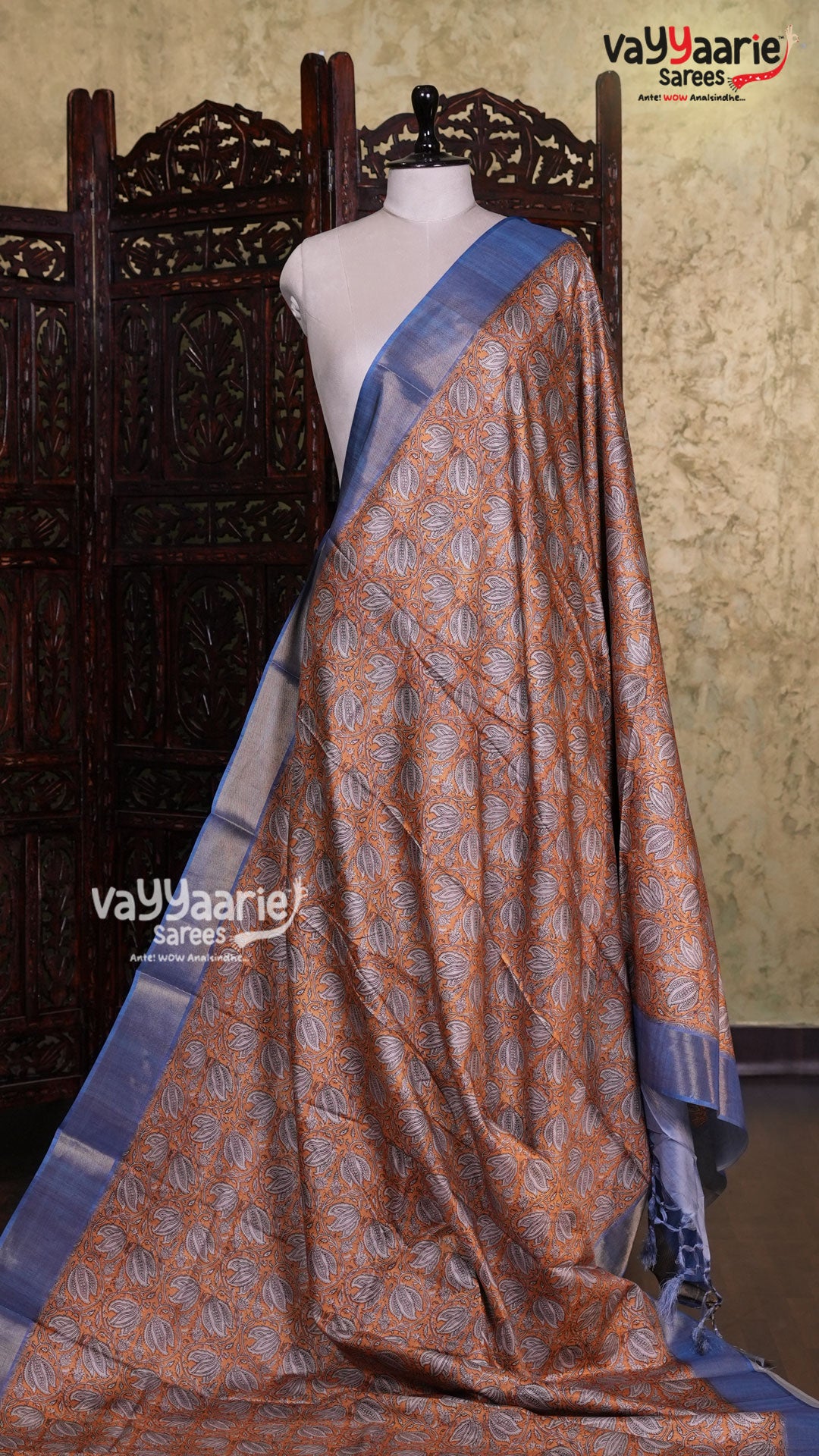 Gold Crape Saree | Fancy Ethnic Wear Saree | Vayyaarie Sarees