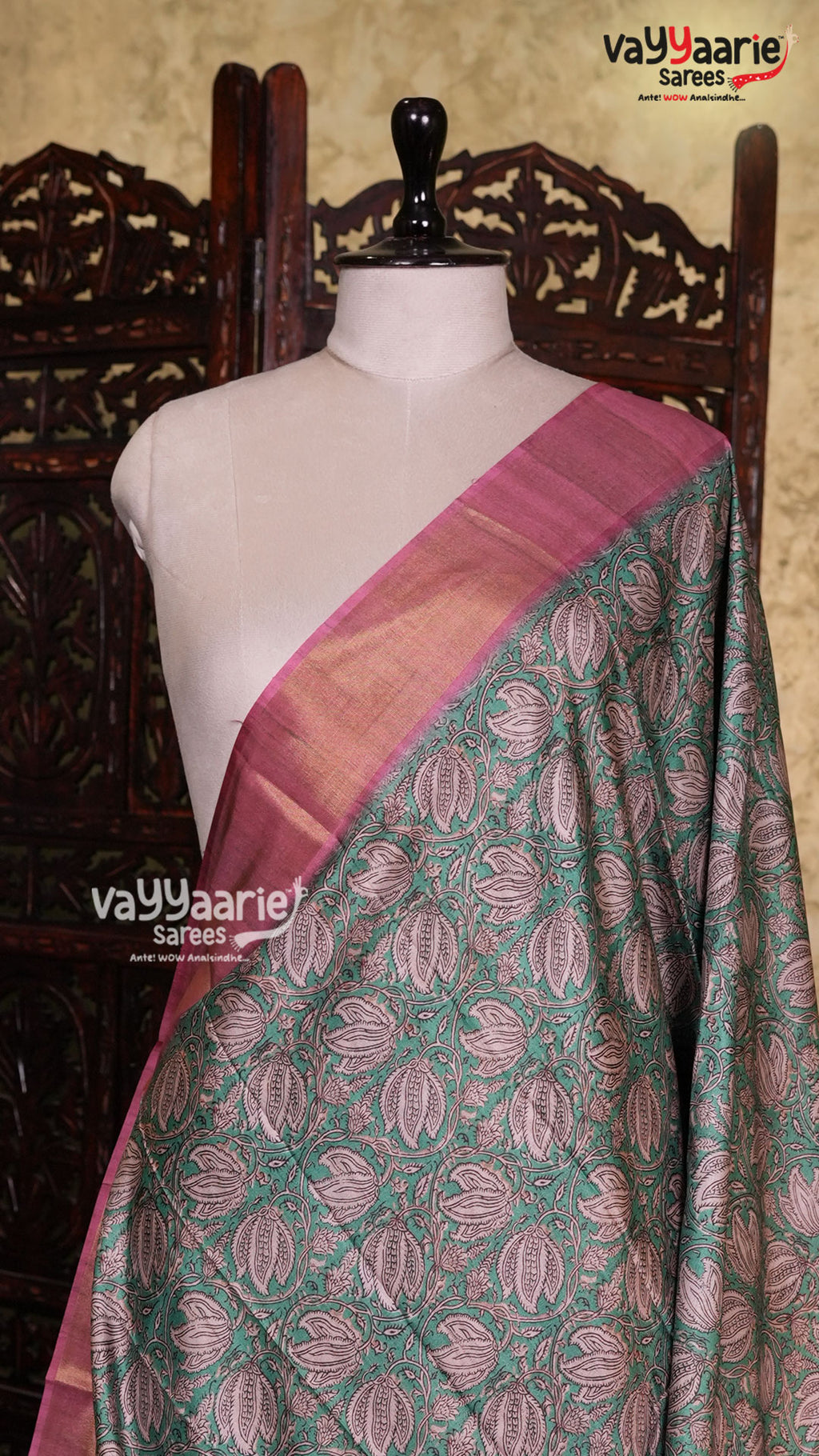 Green Crape Saree | Fancy Ethnic Wear Saree | Vayyaarie Sarees