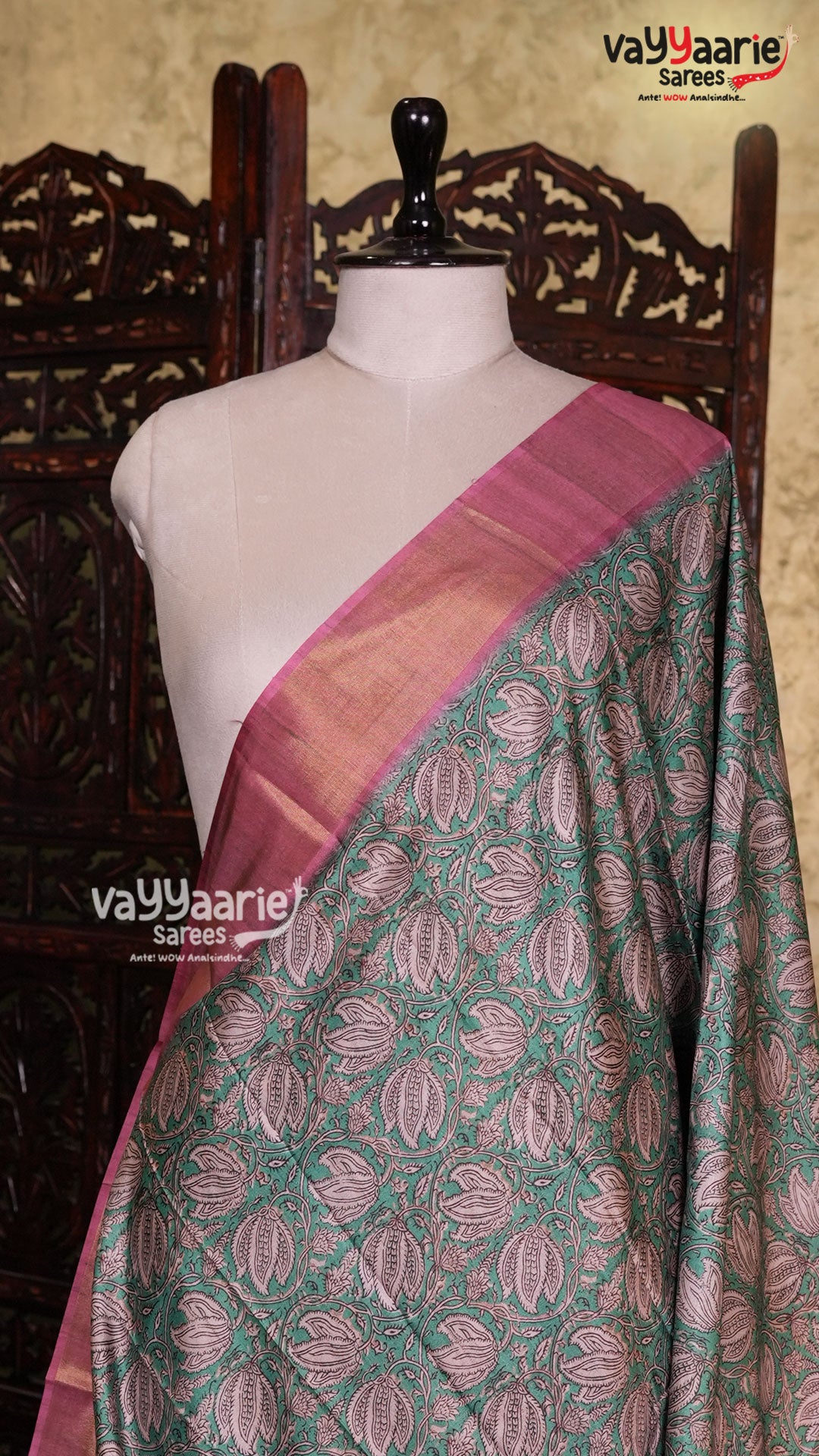 Green Crape Saree | Fancy Ethnic Wear Saree | Vayyaarie Sarees