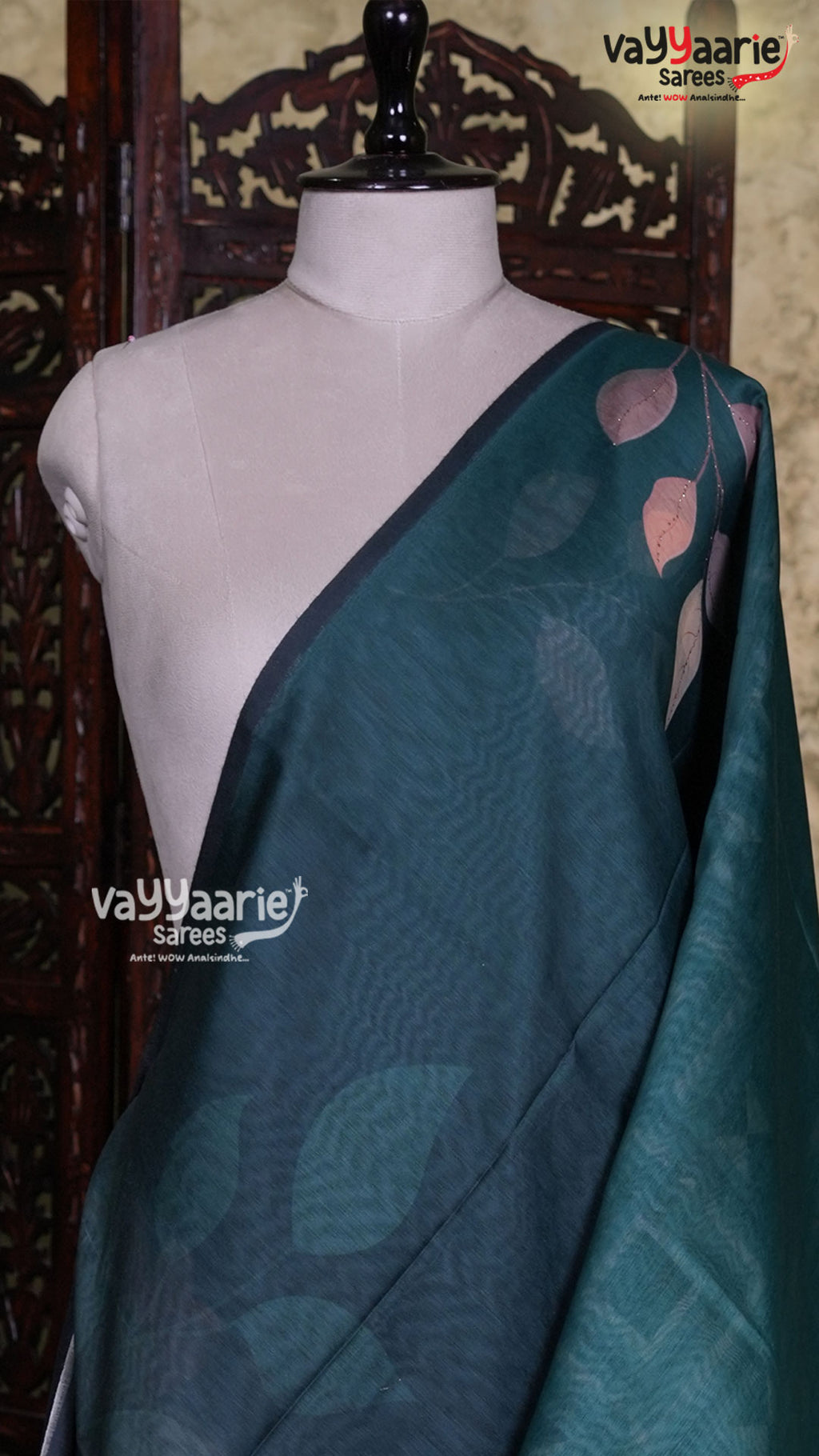 Rama Green Semi Linen Saree | Fancy Ethnic Wear Saree | Vayyaarie Sarees
