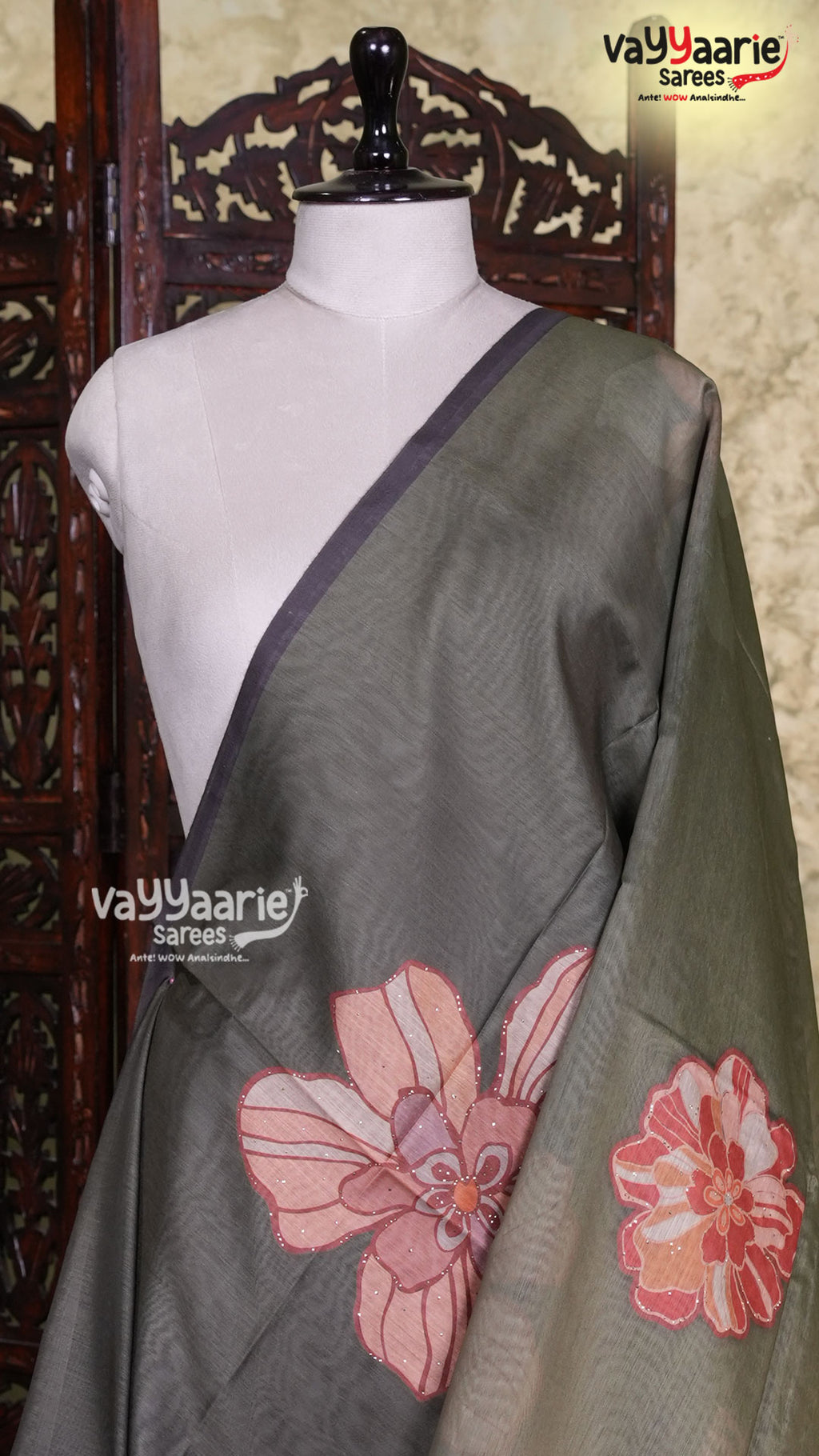 Mehendi Green Semi Linen Saree | Fancy Ethnic Wear Saree | Vayyaarie Sarees