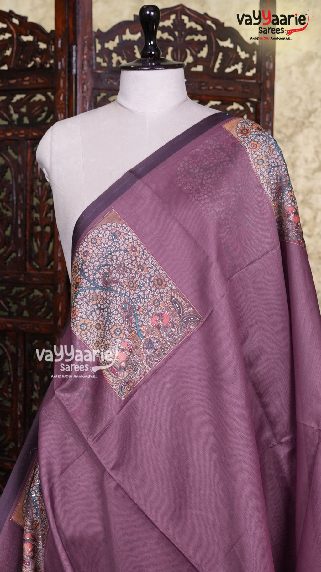 Violet Semi Linen Saree | Fancy Ethnic Wear Saree | Vayyaarie Sarees