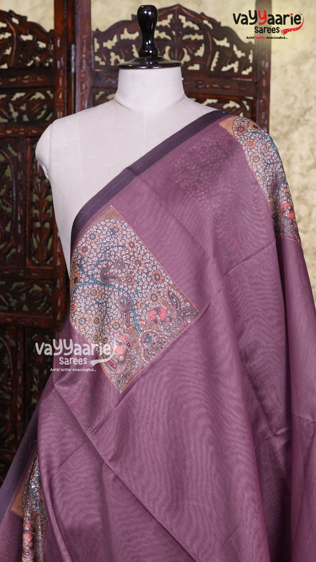 Violet Semi Linen Saree | Fancy Ethnic Wear Saree | Vayyaarie Sarees
