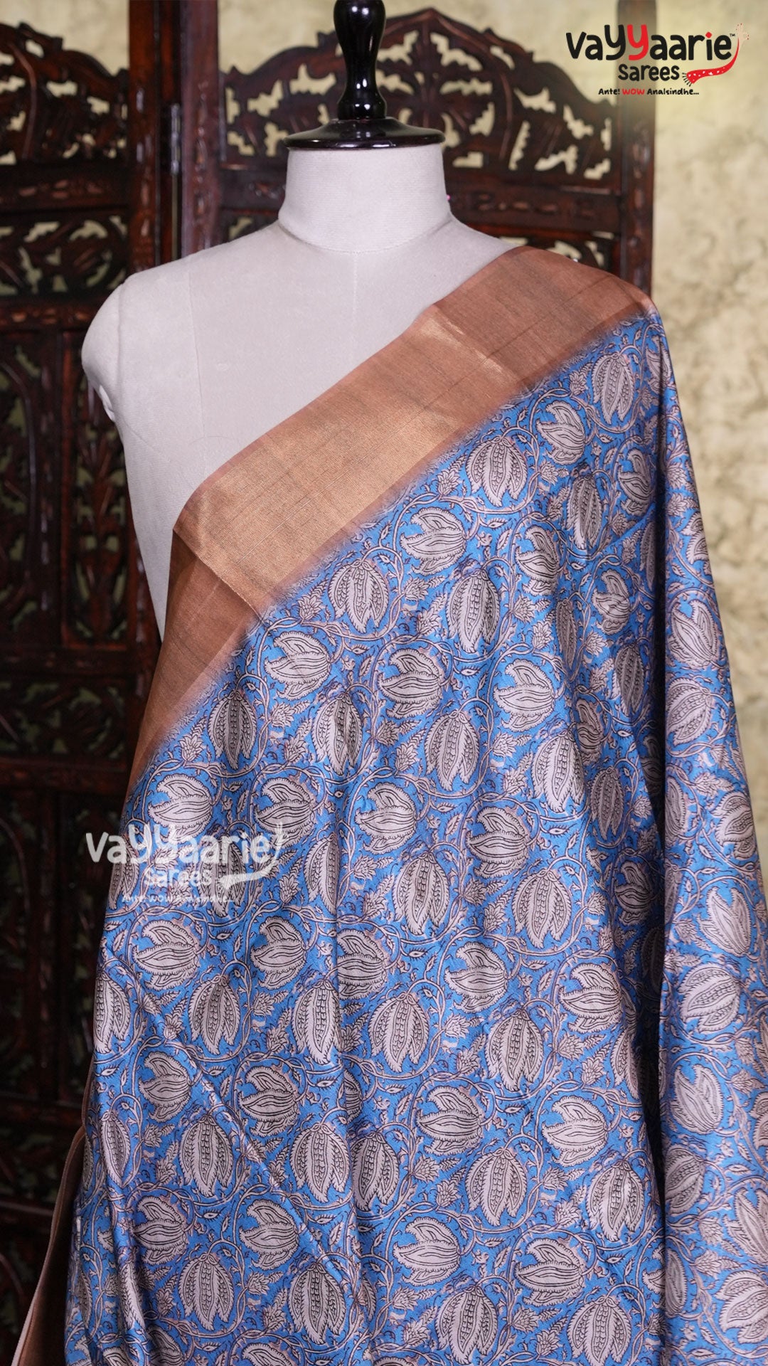 Blue Crape Saree | Fancy Ethnic Wear Saree | Vayyaarie Sarees