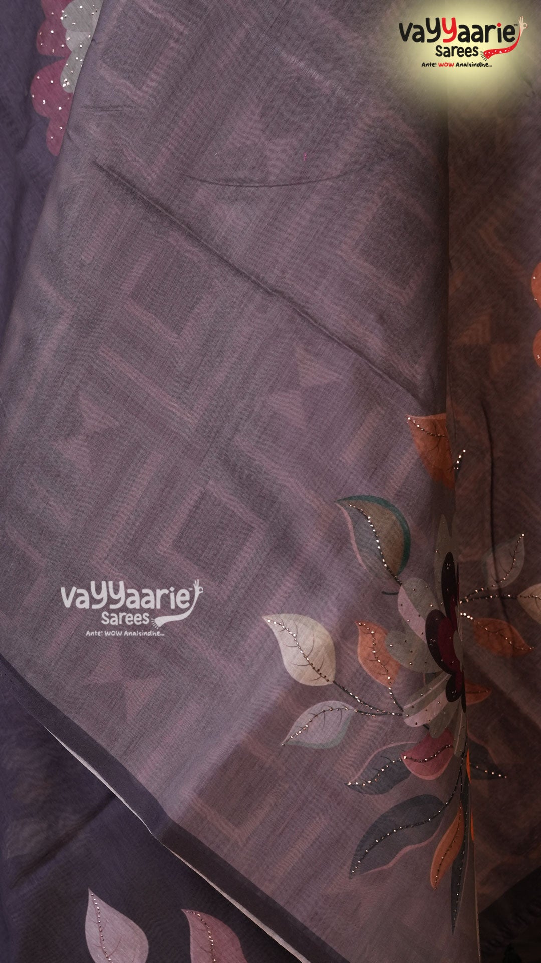 Grey Semi Linen Saree | Fancy Ethnic Wear Saree | Vayyaarie Sarees