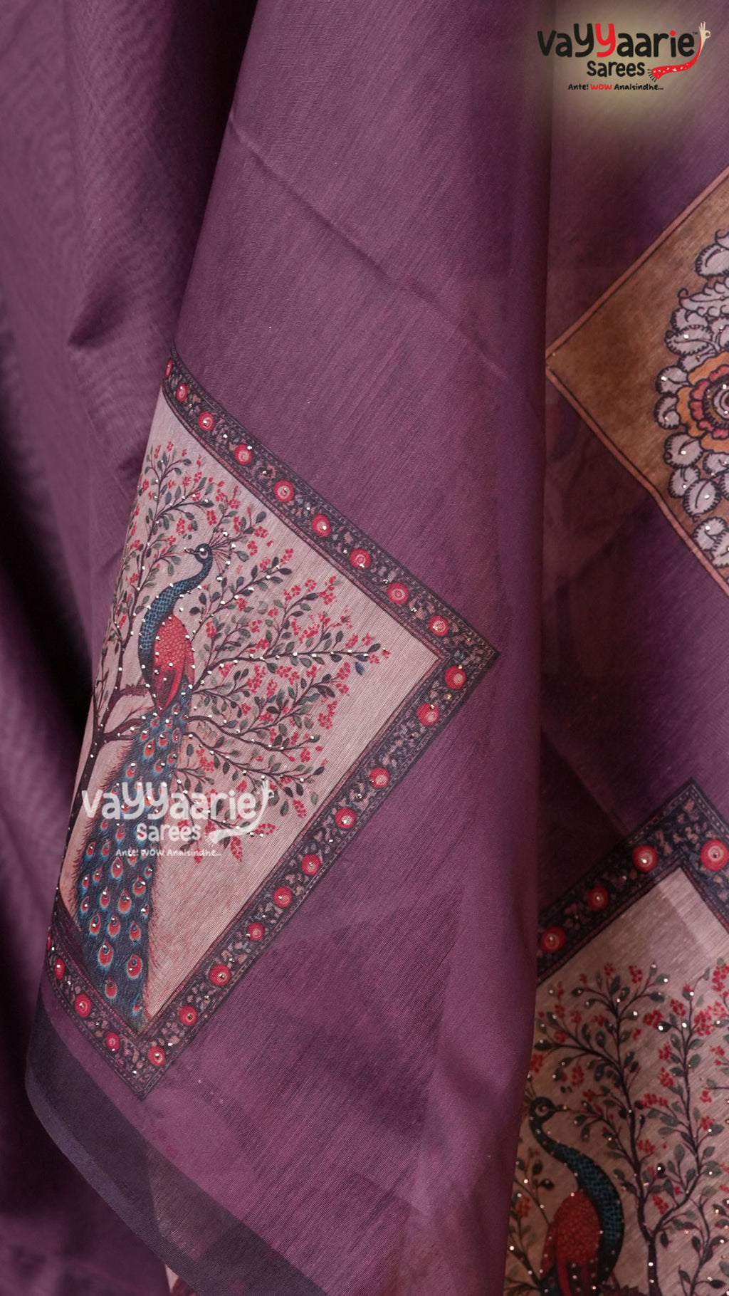 Violet Semi Linen Saree | Fancy Ethnic Wear Saree | Vayyaarie Sarees