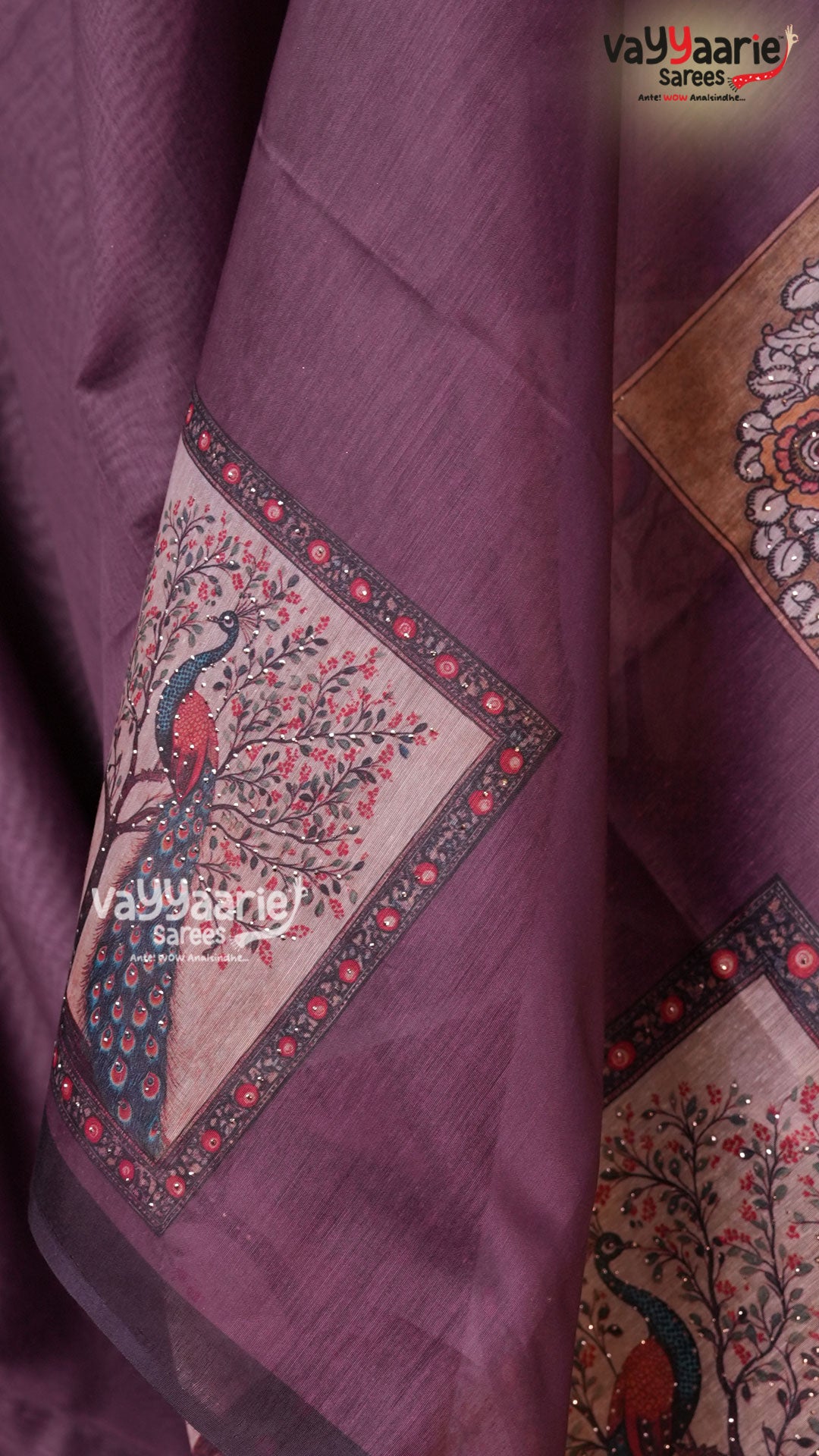 Violet Semi Linen Saree | Fancy Ethnic Wear Saree | Vayyaarie Sarees