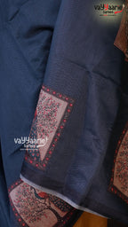 Blue Semi Linen Saree | Fancy Ethnic Wear Saree | Vayyaarie Sarees