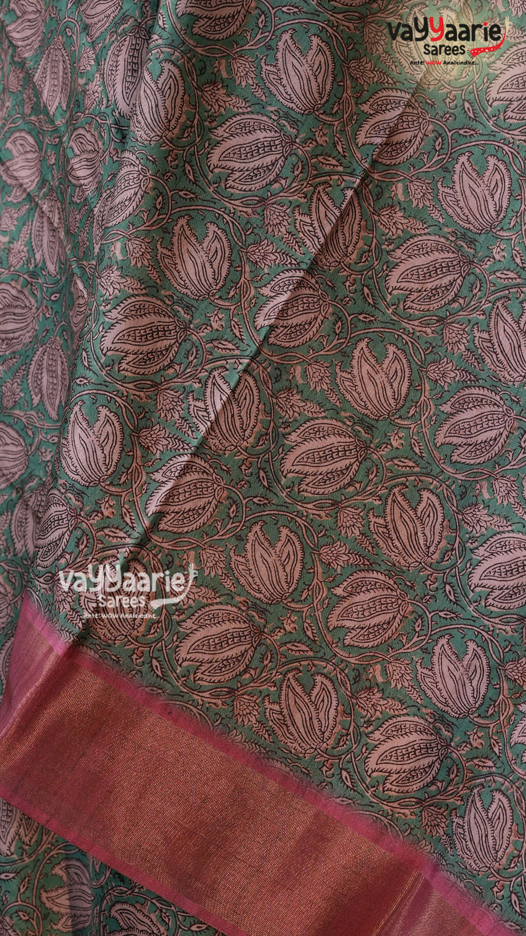 Green Crape Saree | Fancy Ethnic Wear Saree | Vayyaarie Sarees