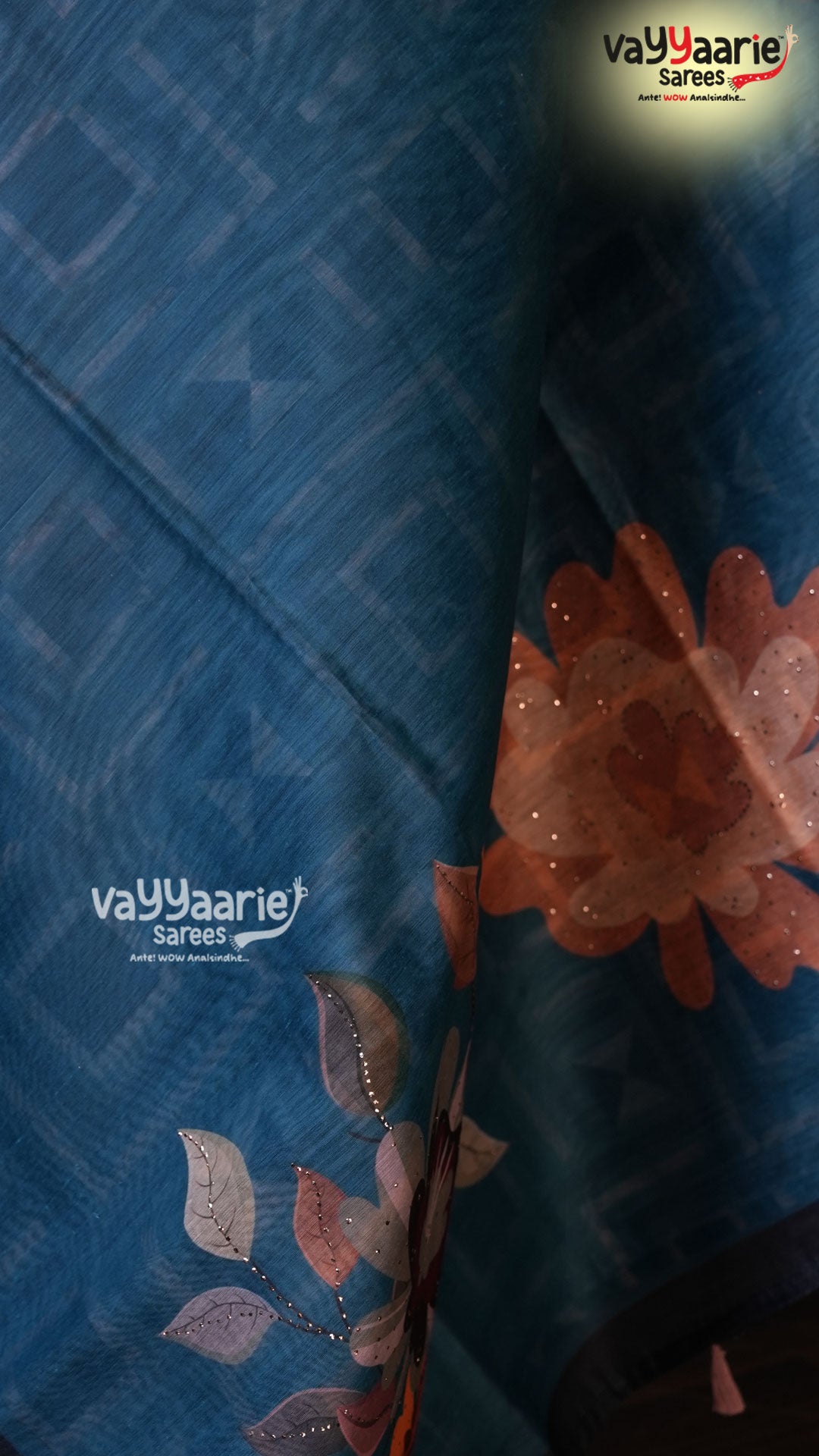 Peacock Blue Semi Linen Saree | Fancy Ethnic Wear Saree | Vayyaarie Sarees
