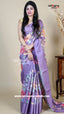 Lavender Tussar Silk Saree with Floral Prints | Elegant Designer Tussar Saree | Vayyaarie Sarees