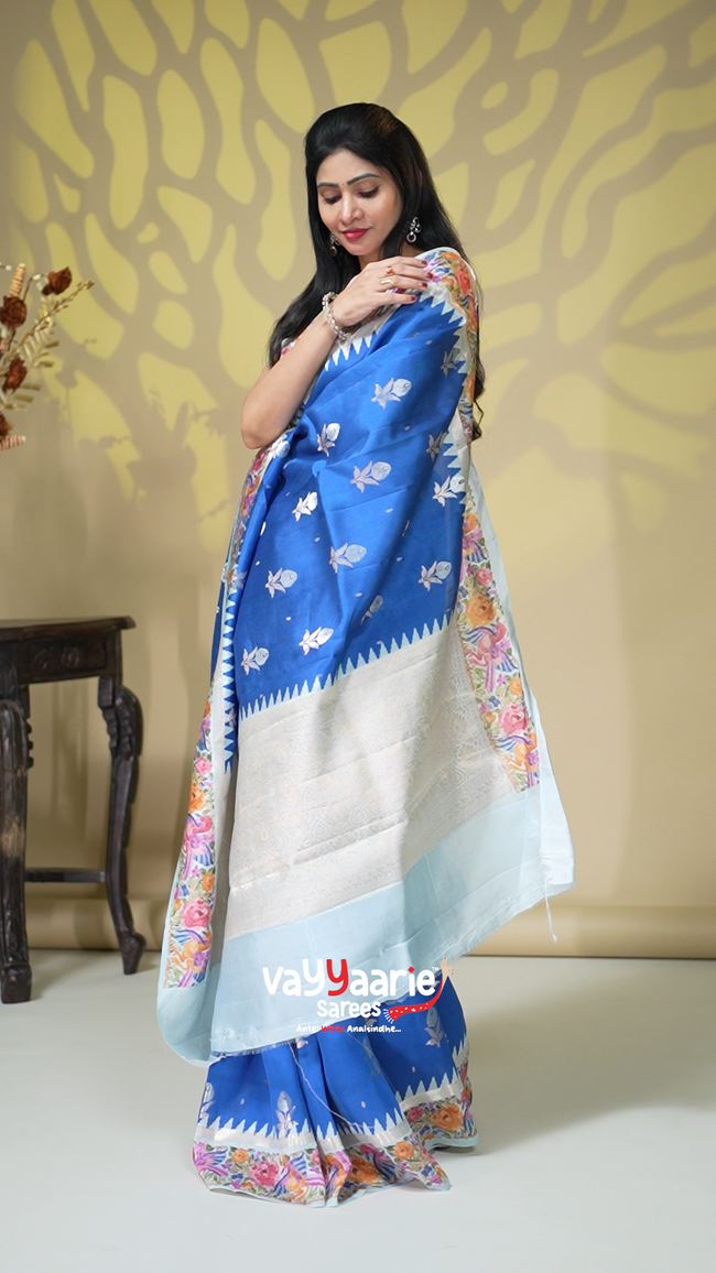 Blue Mango Silk Fancy Saree Online Hover Image