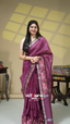 Wine Purple Tussar Silk Embroidered Saree