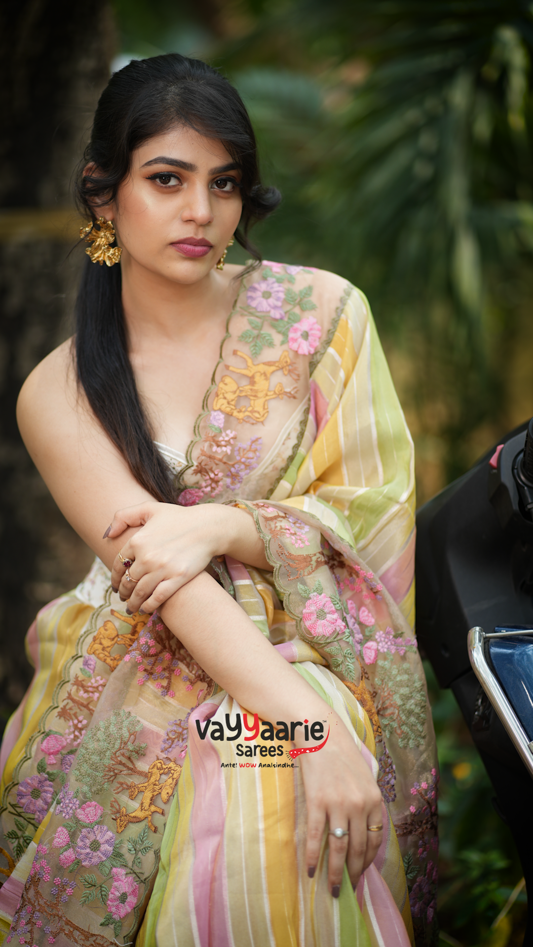 Multi Colour Tissue Fancy Saree for Ethnic Wear