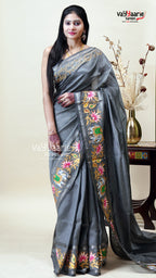 Grey Mangalagiri Fancy Saree for Occasions