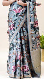 Grey Organza Saree for Gifting and Parties