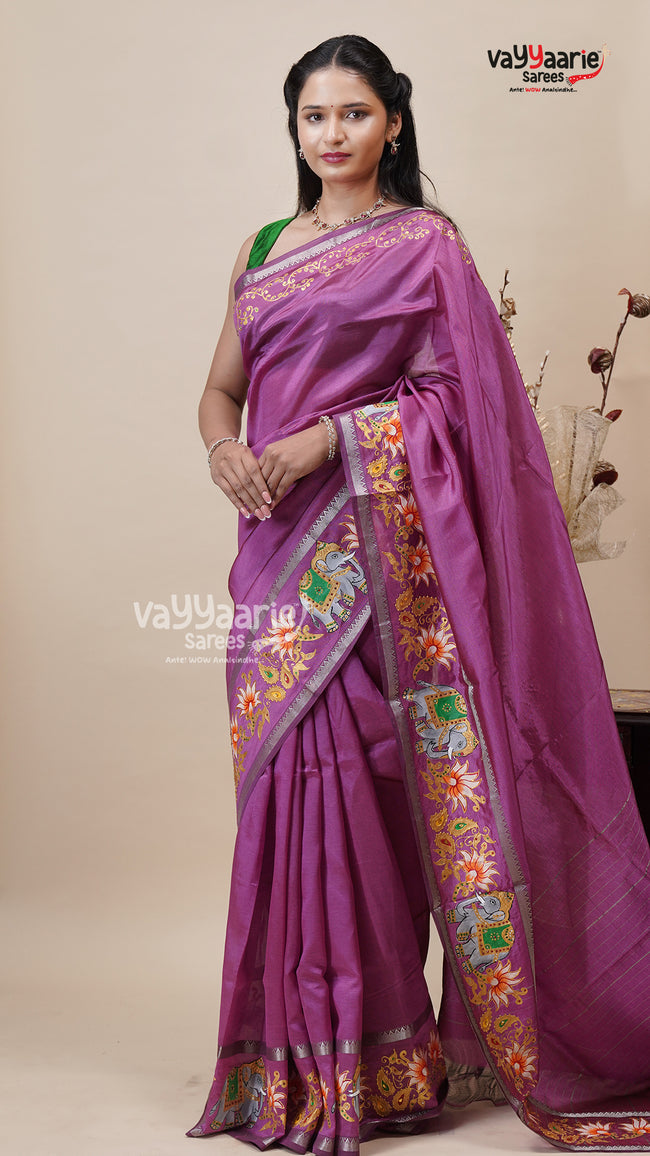 Magenta Mangalagiri Saree for All Occasions Main Image