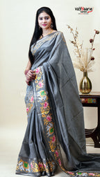 Grey Mangalagiri Fancy Saree for Occasions